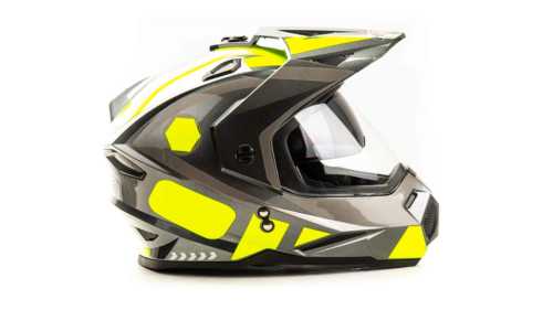 Шлем мото интеграл "Hizer"J6802(S)gray\lemon 2визора"